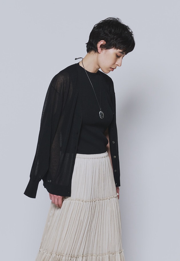 コットンナイロンシアーカーディガン 詳細画像 Black 2