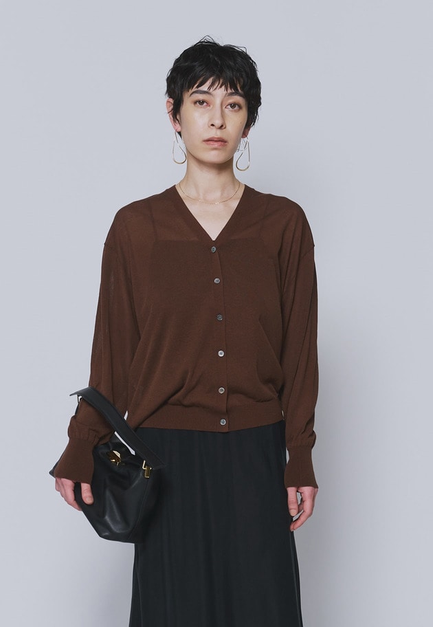 コットンナイロンシアーカーディガン 詳細画像 Brown 8