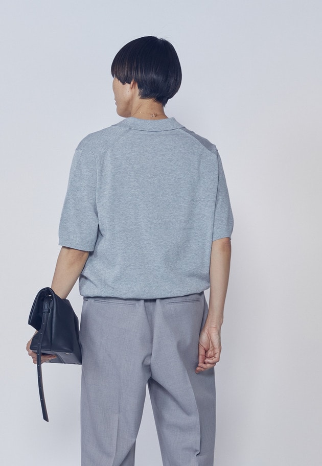 スキッパーショートスリーブニット 詳細画像 Gray 3