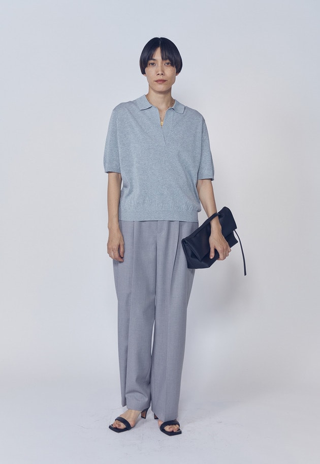 スキッパーショートスリーブニット 詳細画像 Gray 4