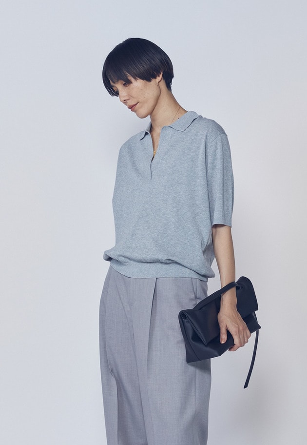 スキッパーショートスリーブニット 詳細画像 Gray 9
