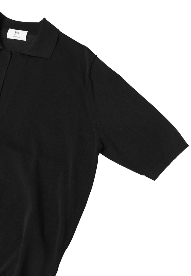 スキッパーショートスリーブニット 詳細画像 Black 14
