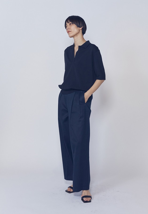 スキッパーショートスリーブニット 詳細画像 Black 3