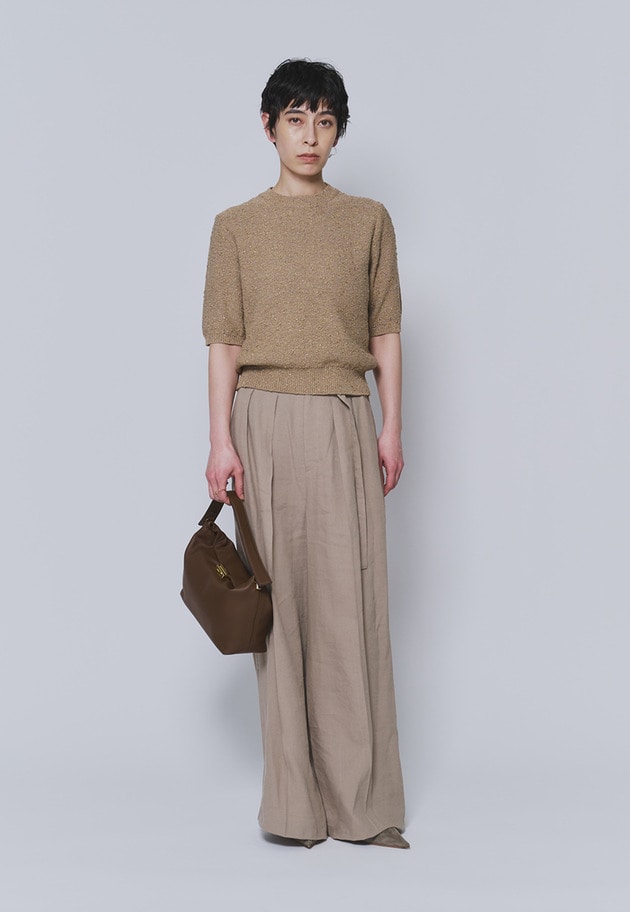 ラメノットコットンハーフスリーブニット 詳細画像 Camel 3