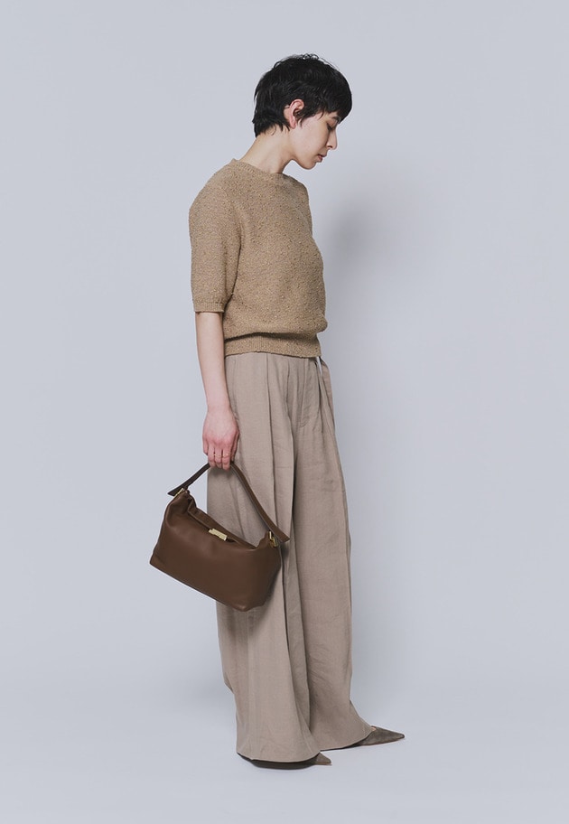 ラメノットコットンハーフスリーブニット 詳細画像 Camel 4