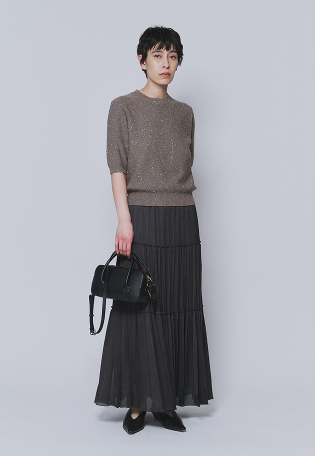 ラメノットコットンハーフスリーブニット 詳細画像 Graybeige 2