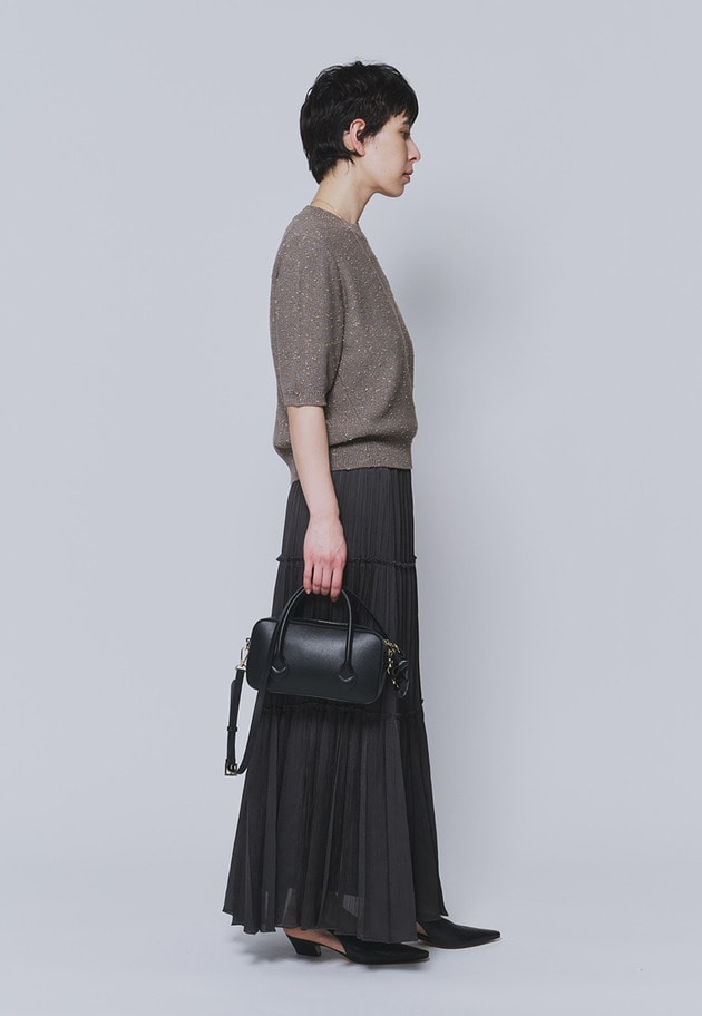 ラメノットコットンハーフスリーブニット 詳細画像 Graybeige 3