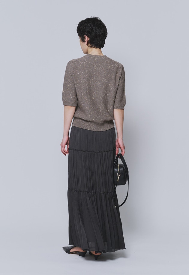 ラメノットコットンハーフスリーブニット 詳細画像 Graybeige 4