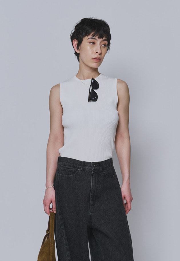 コットンナイロンニットリブタンク 詳細画像 Offwhite 1