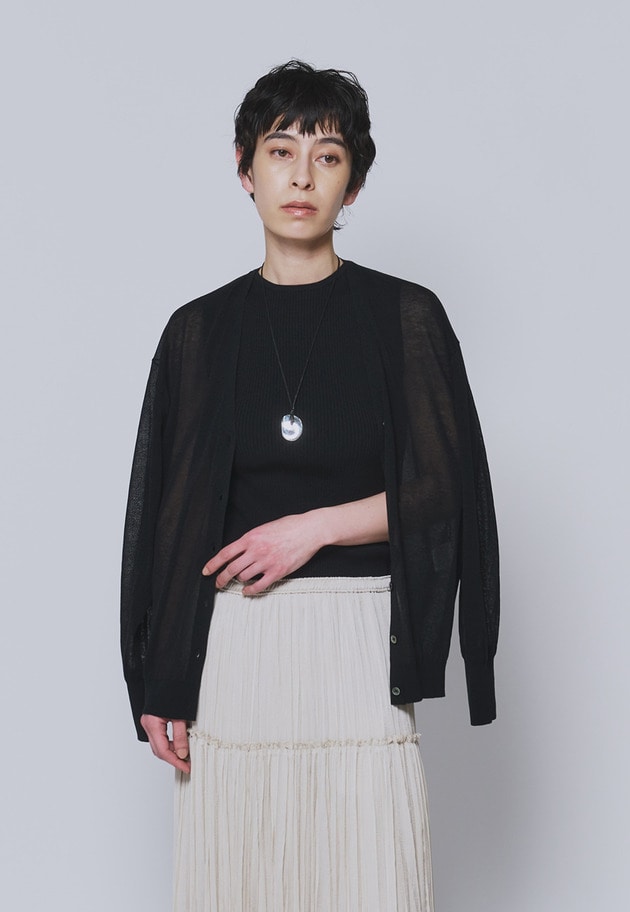 コットンナイロンニットリブタンク 詳細画像 Black 2