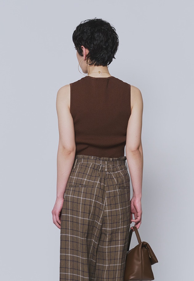 コットンナイロンニットリブタンク 詳細画像 Brown 2