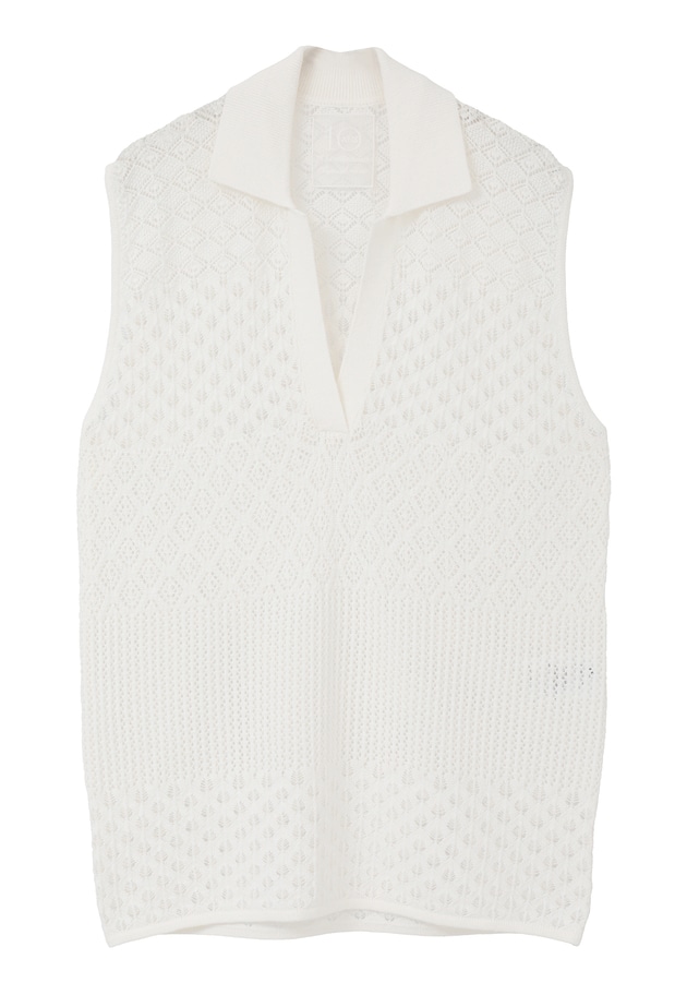 クロシェスリーブレスポロニット 詳細画像 Offwhite 11