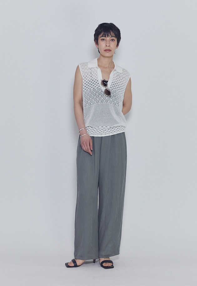 【予約】クロシェスリーブレスポロニット 詳細画像 Offwhite 2