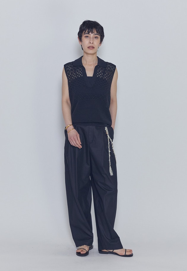 【予約】クロシェスリーブレスポロニット 詳細画像 Black 2