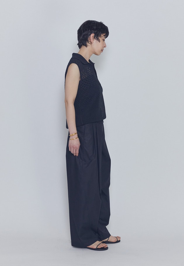 【予約】クロシェスリーブレスポロニット 詳細画像 Black 3