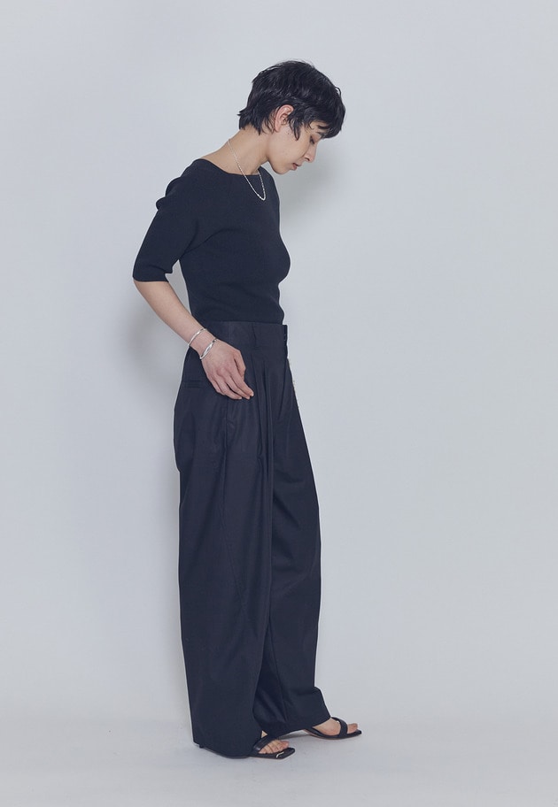 ボートネックハーフスリーブニット 詳細画像 Black 3