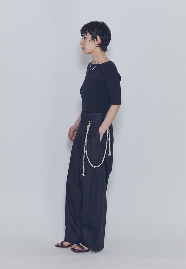 ボートネックハーフスリーブニット 詳細画像 Black 5