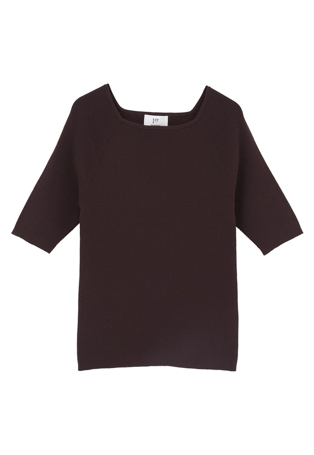 ボートネックハーフスリーブニット 詳細画像 Brown 11