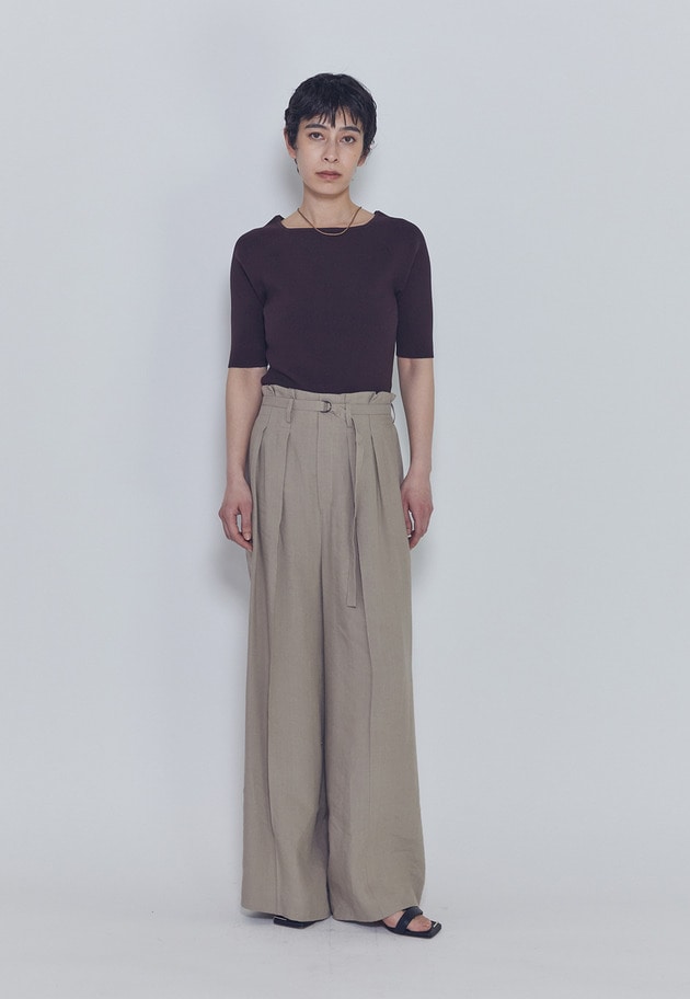 ボートネックハーフスリーブニット 詳細画像 Brown 2