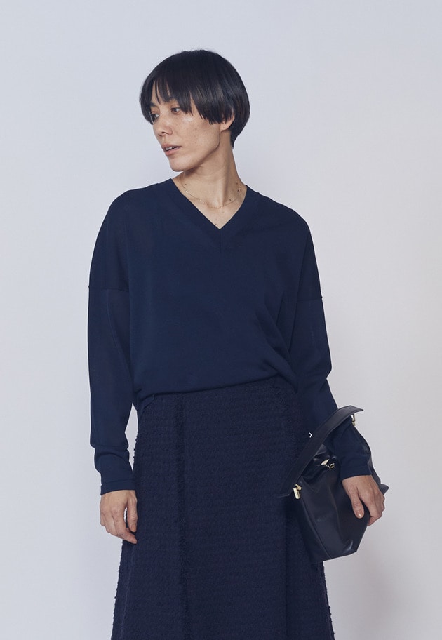 クリーンVネックニットプルオーバー 詳細画像 Navy 1