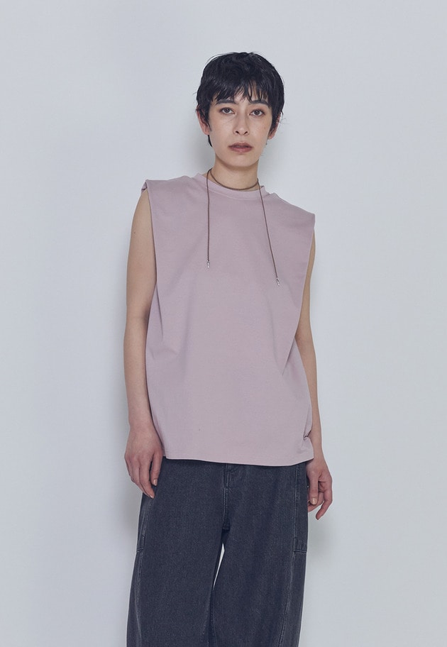 【予約】ショルダータックノースリーブTシャツ 詳細画像 Pink 1