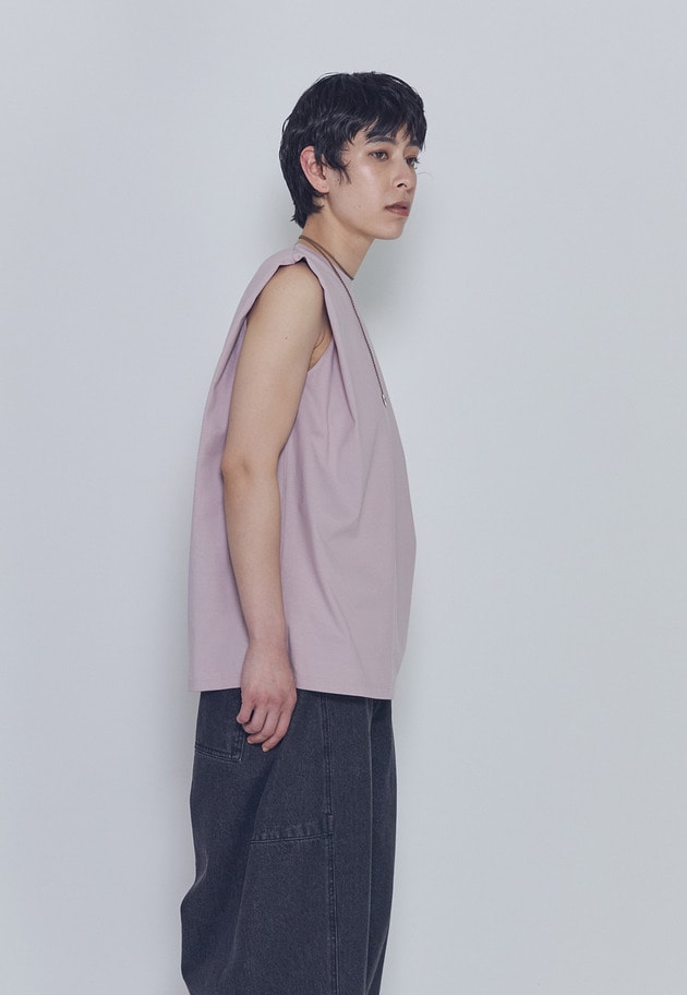 【予約】ショルダータックノースリーブTシャツ 詳細画像 Pink 2