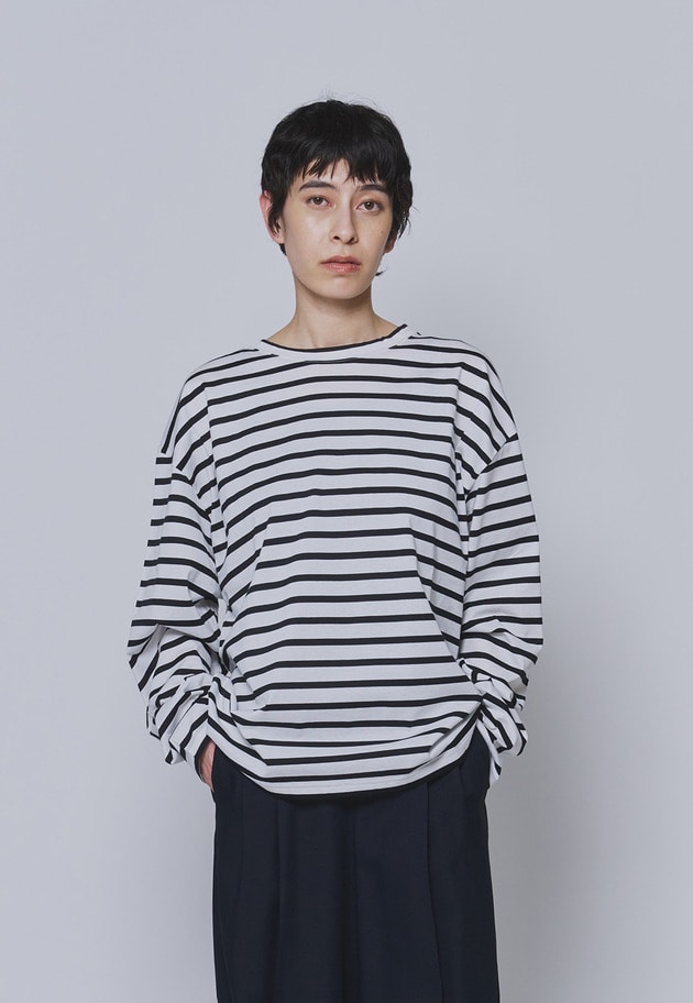 【予約】＜INSCRIRE（アンスクリア）＞別注コットンボーダーロングスリーブTシャツ 詳細画像 Border 1