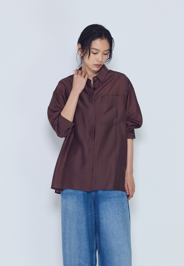 シアーオーバーシャツ 詳細画像 Brown 1