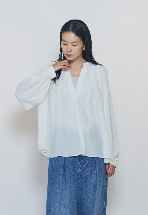 【予約】ギャザースキッパーブラウス 詳細画像 Offwhite 1