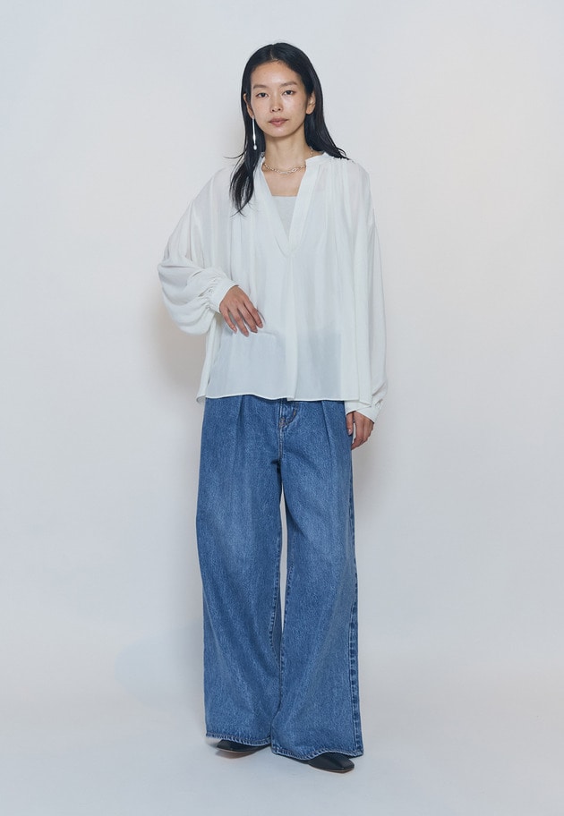 【予約】ギャザースキッパーブラウス 詳細画像 Offwhite 3