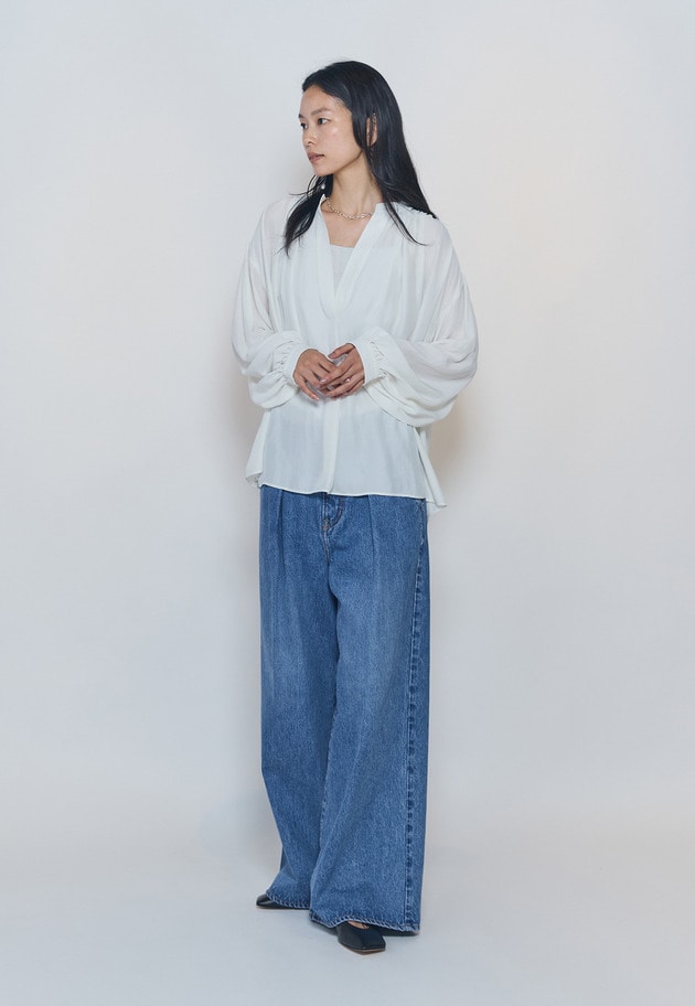 【予約】ギャザースキッパーブラウス 詳細画像 Offwhite 5