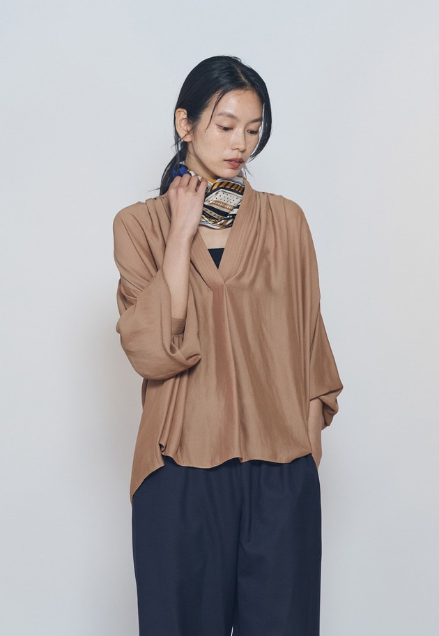 【予約】ギャザースキッパーブラウス 詳細画像 Camel 2