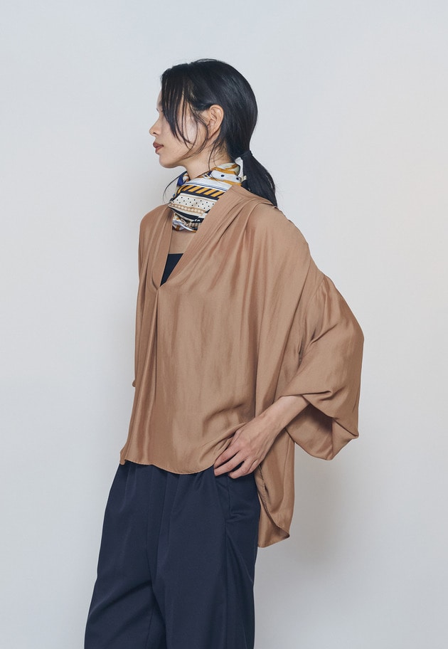 【予約】ギャザースキッパーブラウス 詳細画像 Camel 3