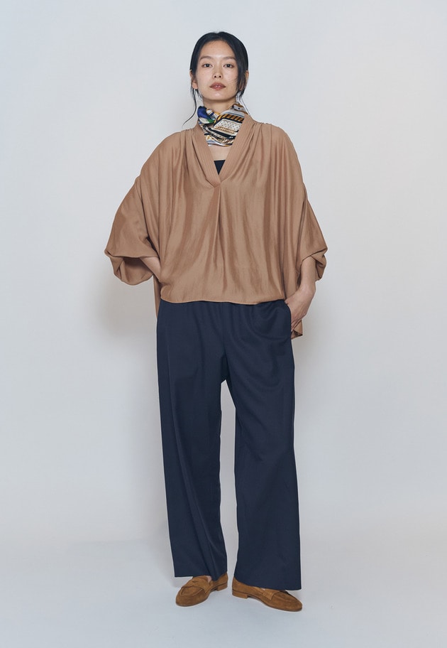 【予約】ギャザースキッパーブラウス 詳細画像 Camel 4