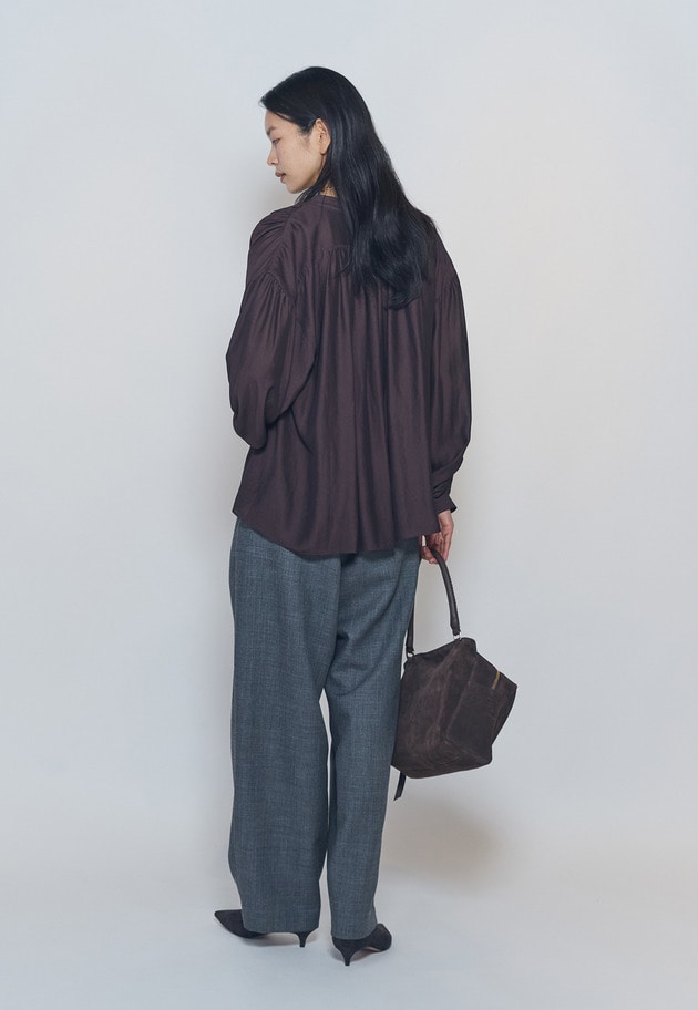 【予約】ギャザースキッパーブラウス 詳細画像 Brown 5