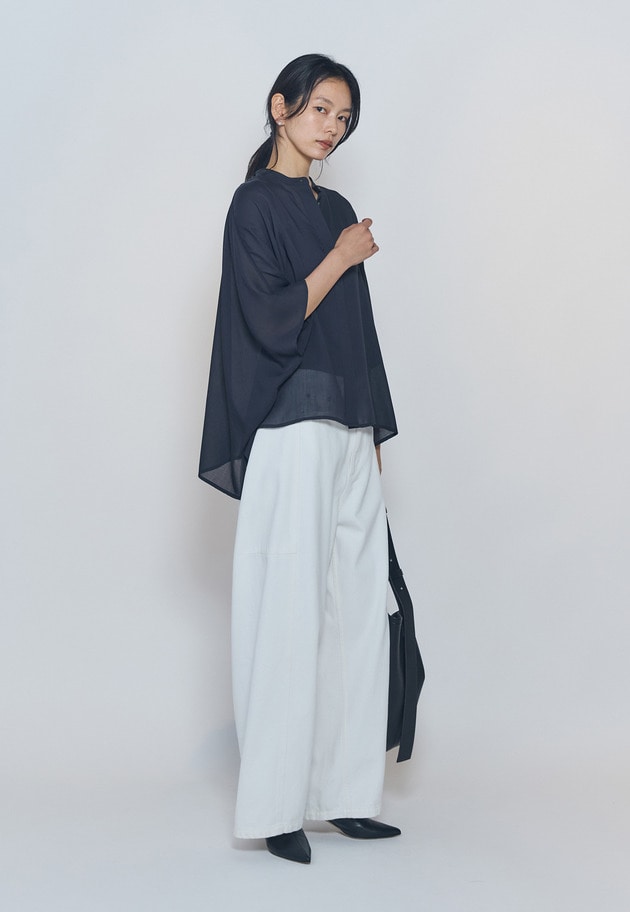 【予約】ホワイトデニムカーブパンツ 詳細画像 White 5
