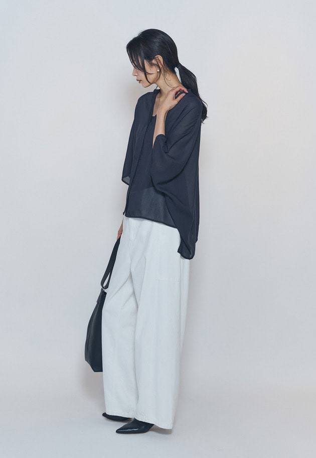 【予約】ホワイトデニムカーブパンツ 詳細画像 White 7