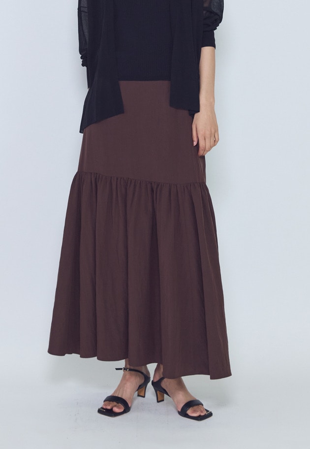 フィブリルポプリンティアードスカート 詳細画像 Brown 1