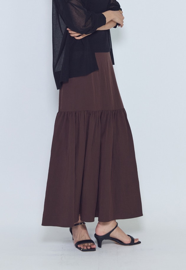 フィブリルポプリンティアードスカート 詳細画像 Brown 2