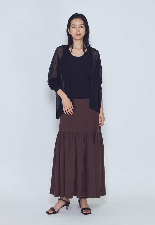 フィブリルポプリンティアードスカート 詳細画像 Brown 4