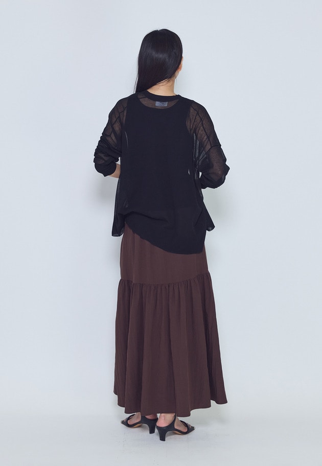 フィブリルポプリンティアードスカート 詳細画像 Brown 6
