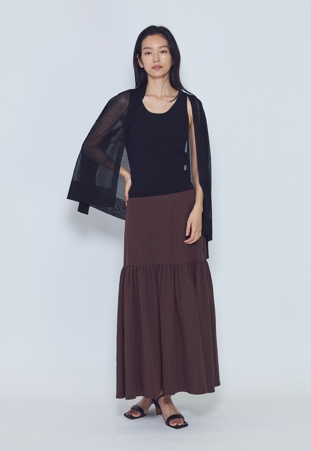 フィブリルポプリンティアードスカート 詳細画像 Brown 7