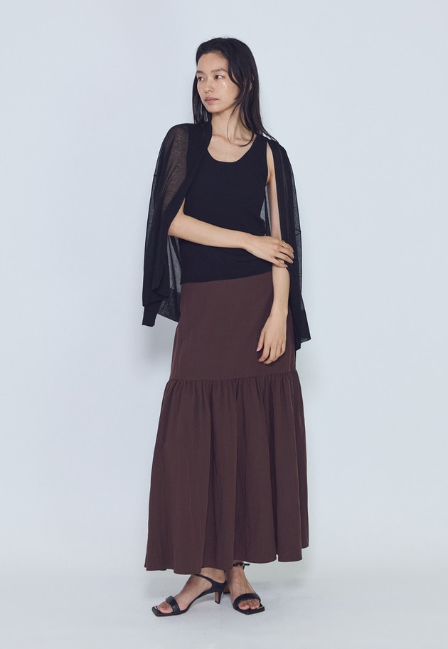 フィブリルポプリンティアードスカート 詳細画像 Brown 8