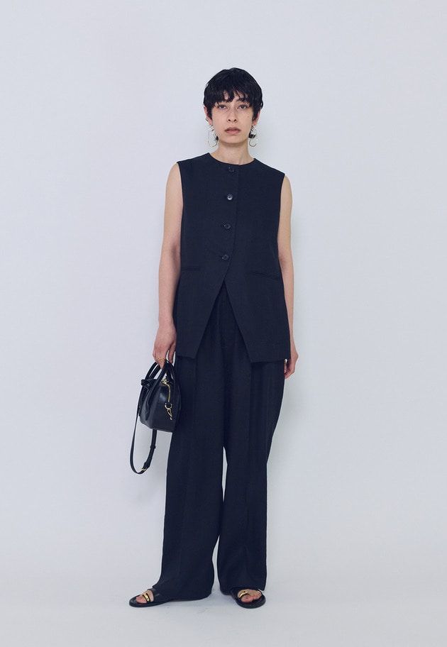 リネンペーパーヤーンへリンボンジレ 詳細画像 Black 2