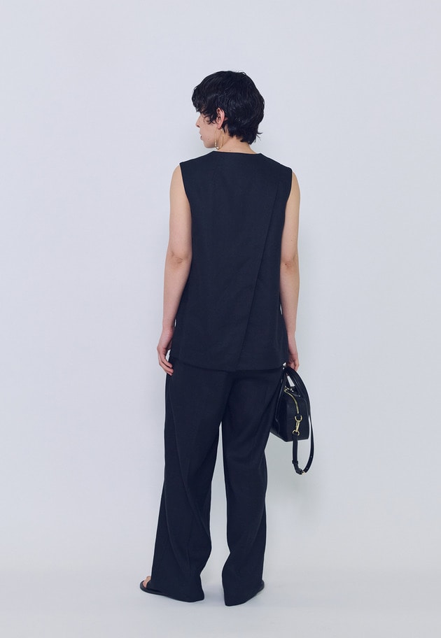リネンペーパーヤーンへリンボンジレ 詳細画像 Black 4