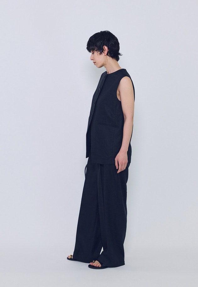 リネンペーパーヤーンへリンボンジレ 詳細画像 Black 5