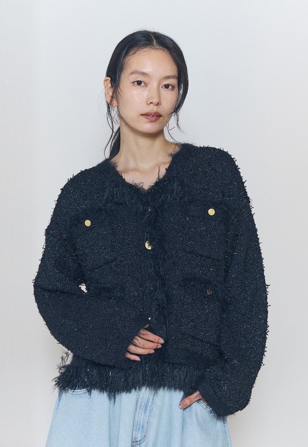【予約・WEB限定カラーあり】"La Seine"ツイードニットジャケット 詳細画像 Navy 2