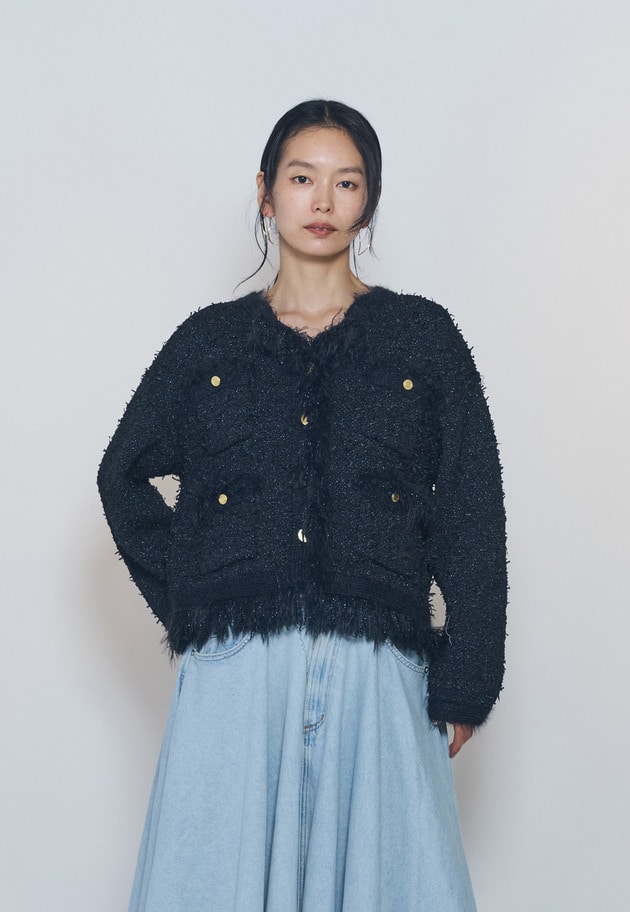 【予約・WEB限定カラーあり】"La Seine"ツイードニットジャケット 詳細画像 Navy 3