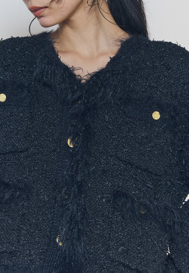 【予約・WEB限定カラーあり】"La Seine"ツイードニットジャケット 詳細画像 Navy 4