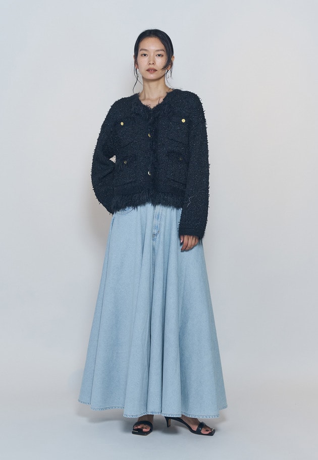 【予約・WEB限定カラーあり】"La Seine"ツイードニットジャケット 詳細画像 Navy 6